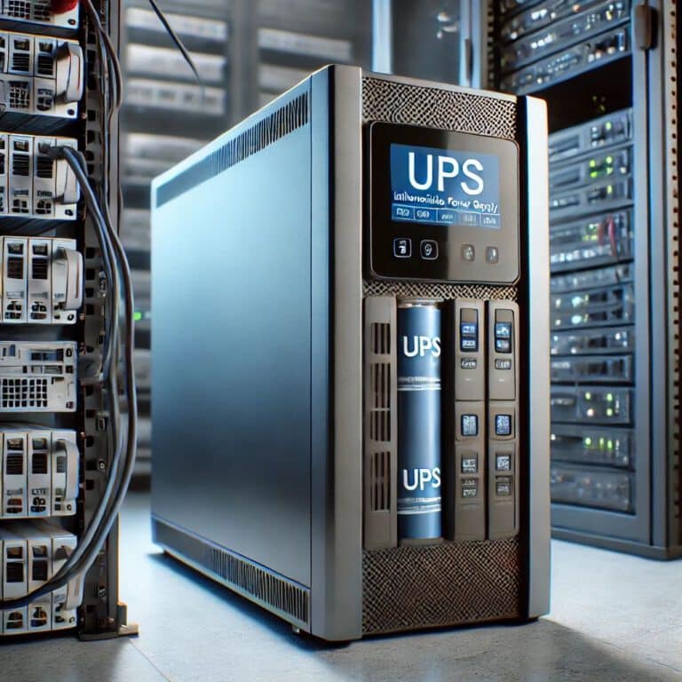 UPS устройство за непрекъсваемо захранване, монтирано в сървърно помещение